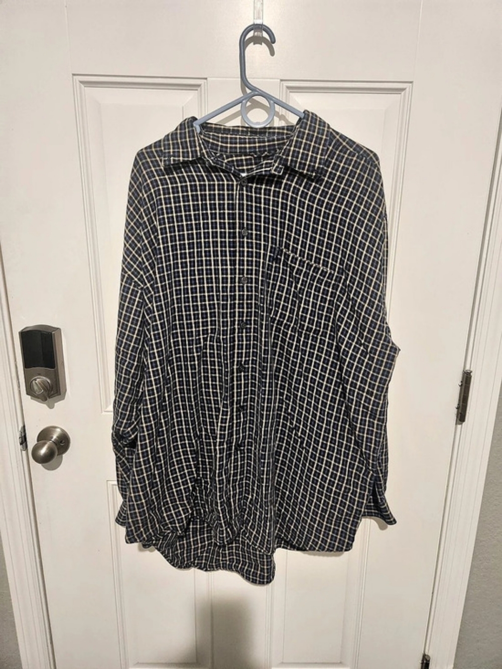 IZOD Jeans Indigo Prep Men's Plaid Long Sleeve Button-Up Pockets 2XLT